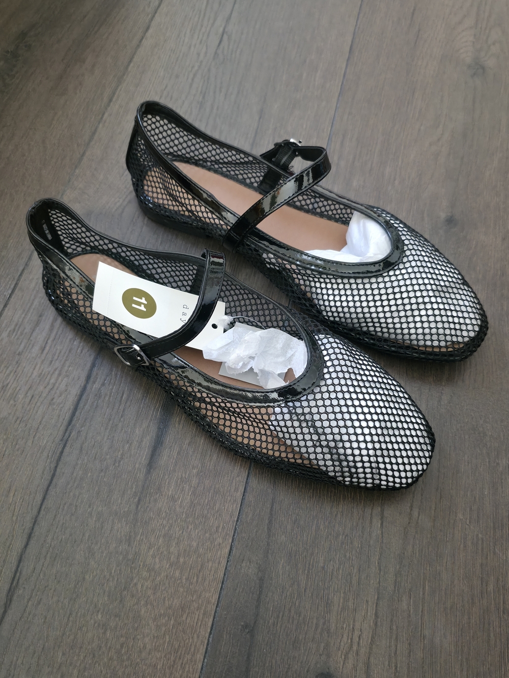 A New Day Black Mesh Mary Jane Flats - Sleek Women's Shoes - Picture 3 of 10